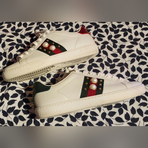 Gucci Ace Studded Leather Sneaker, 37/6.5