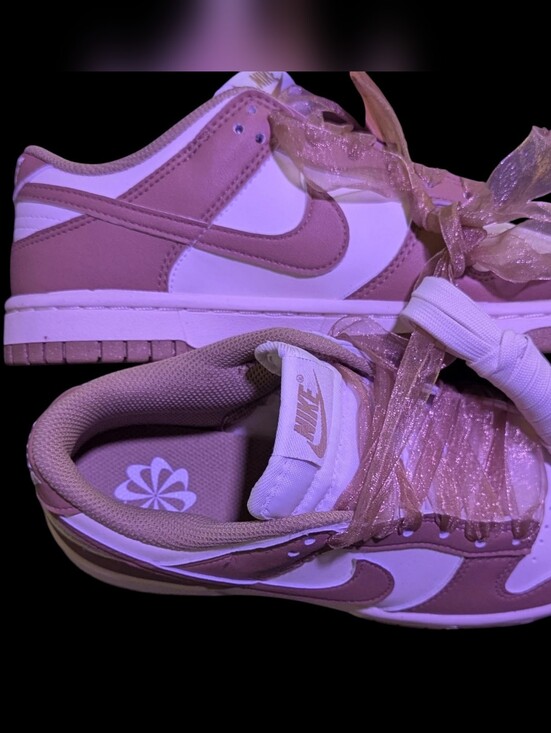 Nike Dunk Low in Parachute Beige Sheer Pink Laces