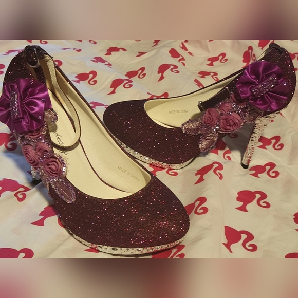 Get More Beauty Glitter Platform Stiletto High Heeled Shoes