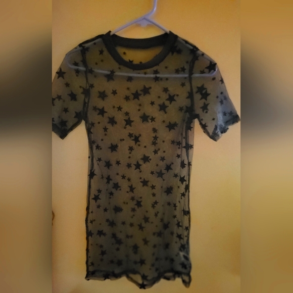 SHEIN Sheer Star Print Top